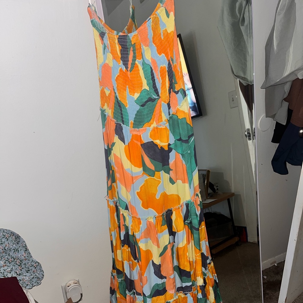 Tube top tropical maxi dress